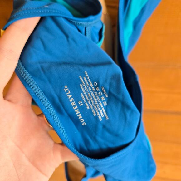 Summersalt One Piece Swimsuit Fused River Pacific Blue 12 Open Back Swim Beach - Picture 5 of 8